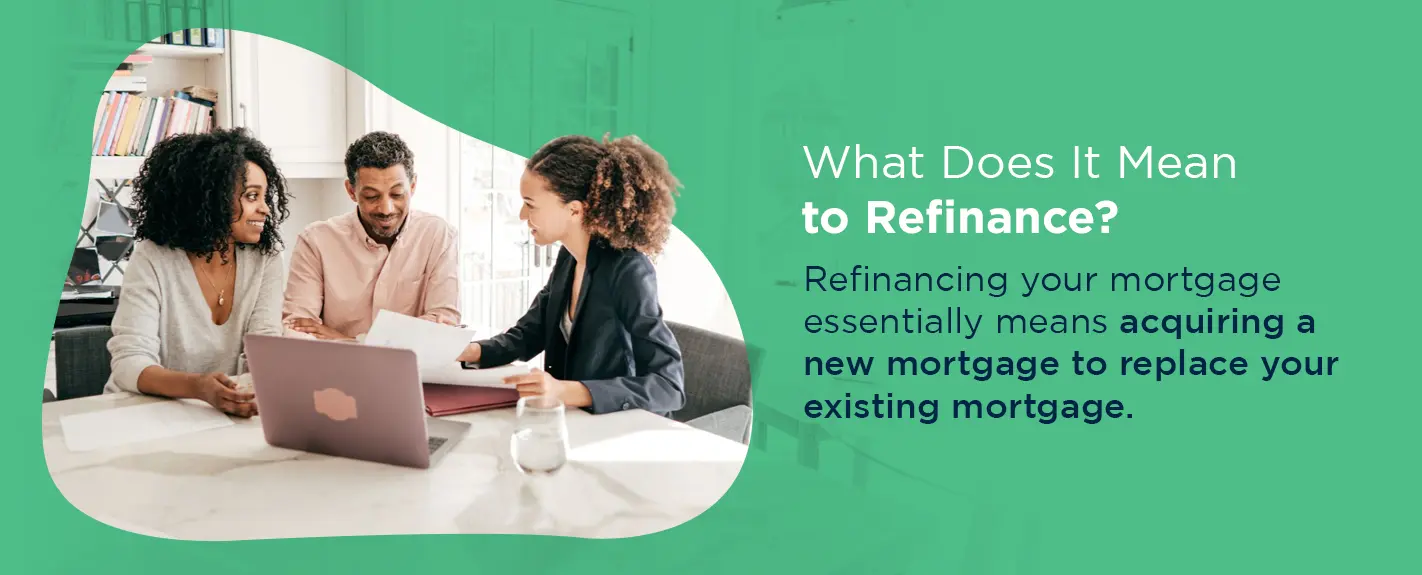 refinancing means acquiring a new mortgage to replace your existing mortgage