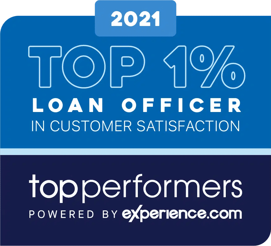 a blue sign that says top 1% loan officer in customer satisfaction